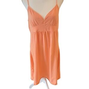 GAP Womens Large Neon Orange Spaghetti Strap Dress Pima Cotton Stretch V-neck